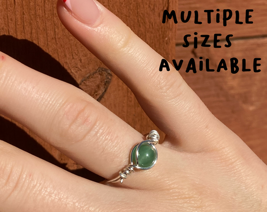 Green Aventurine Wire Wrapped Ring