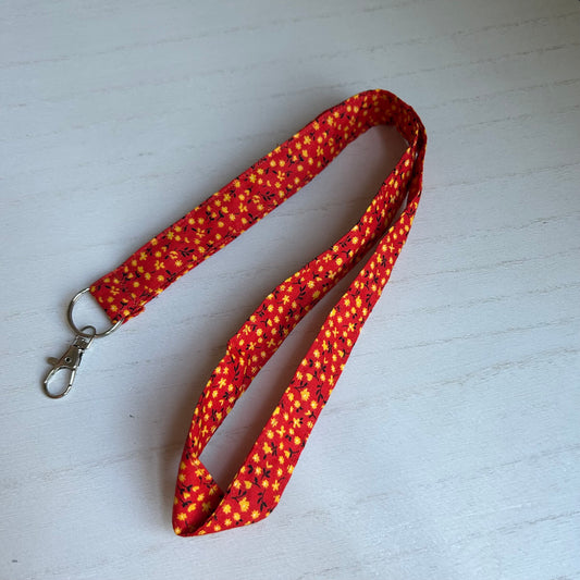 Red Floral Lanyard