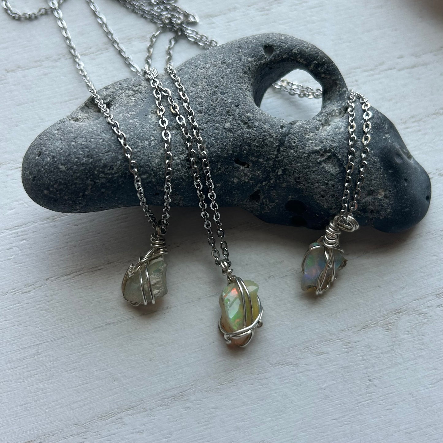 Ethiopian Opal Sterling Silver Necklace