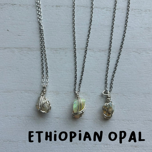 Ethiopian Opal Sterling Silver Necklace