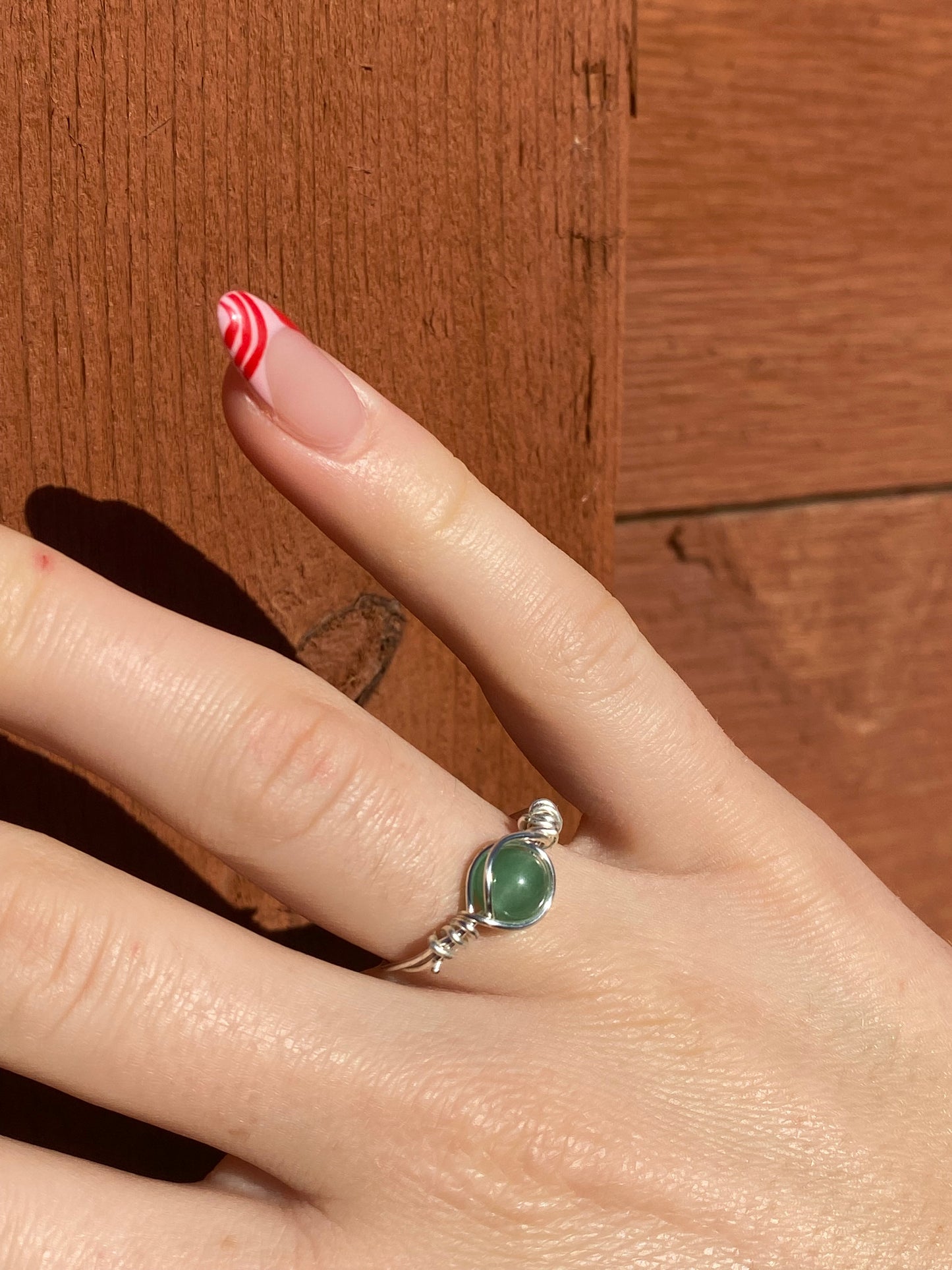Green Aventurine Wire Wrapped Ring