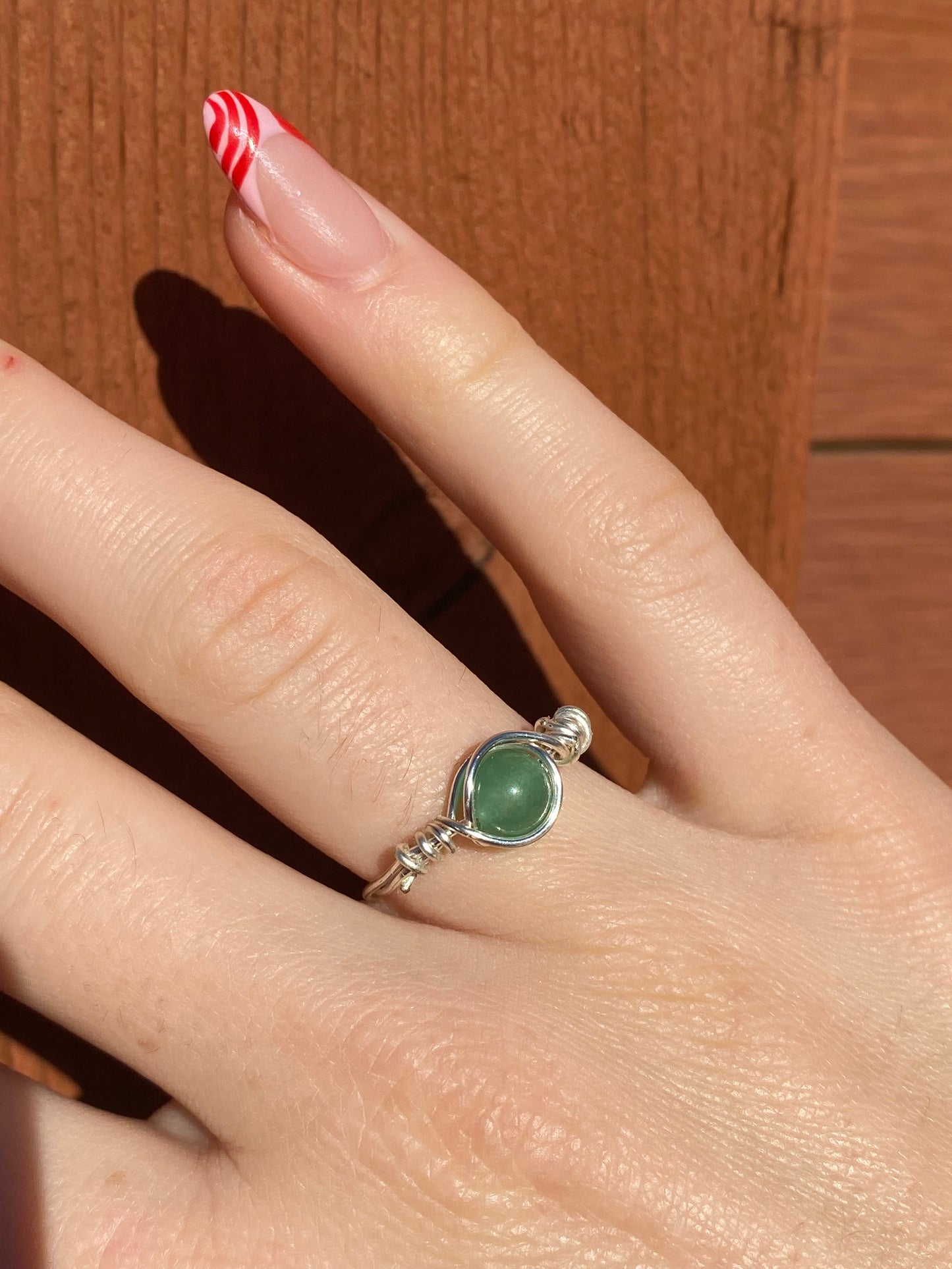 Green Aventurine Wire Wrapped Ring