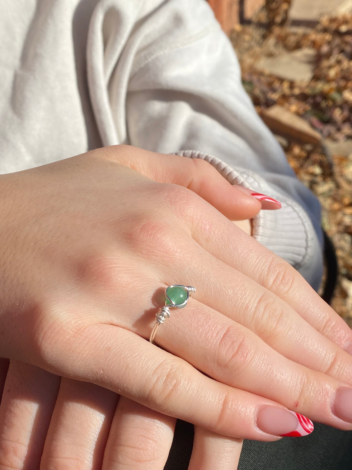 Green Aventurine Wire Wrapped Ring
