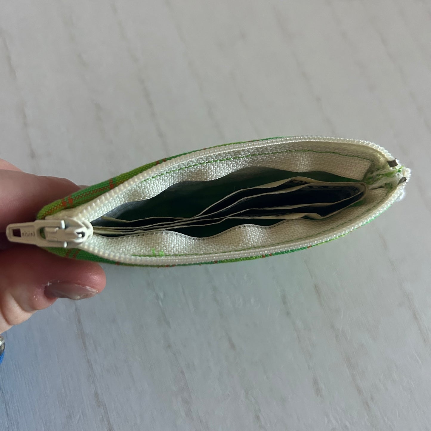 Green Plaid Card Wallet