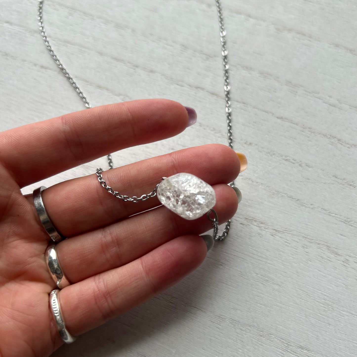 Cracked Clear Quartz Necklace