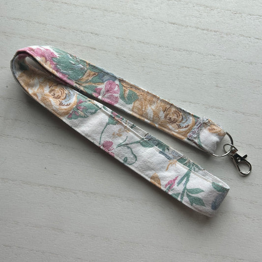 White Floral Lanyard