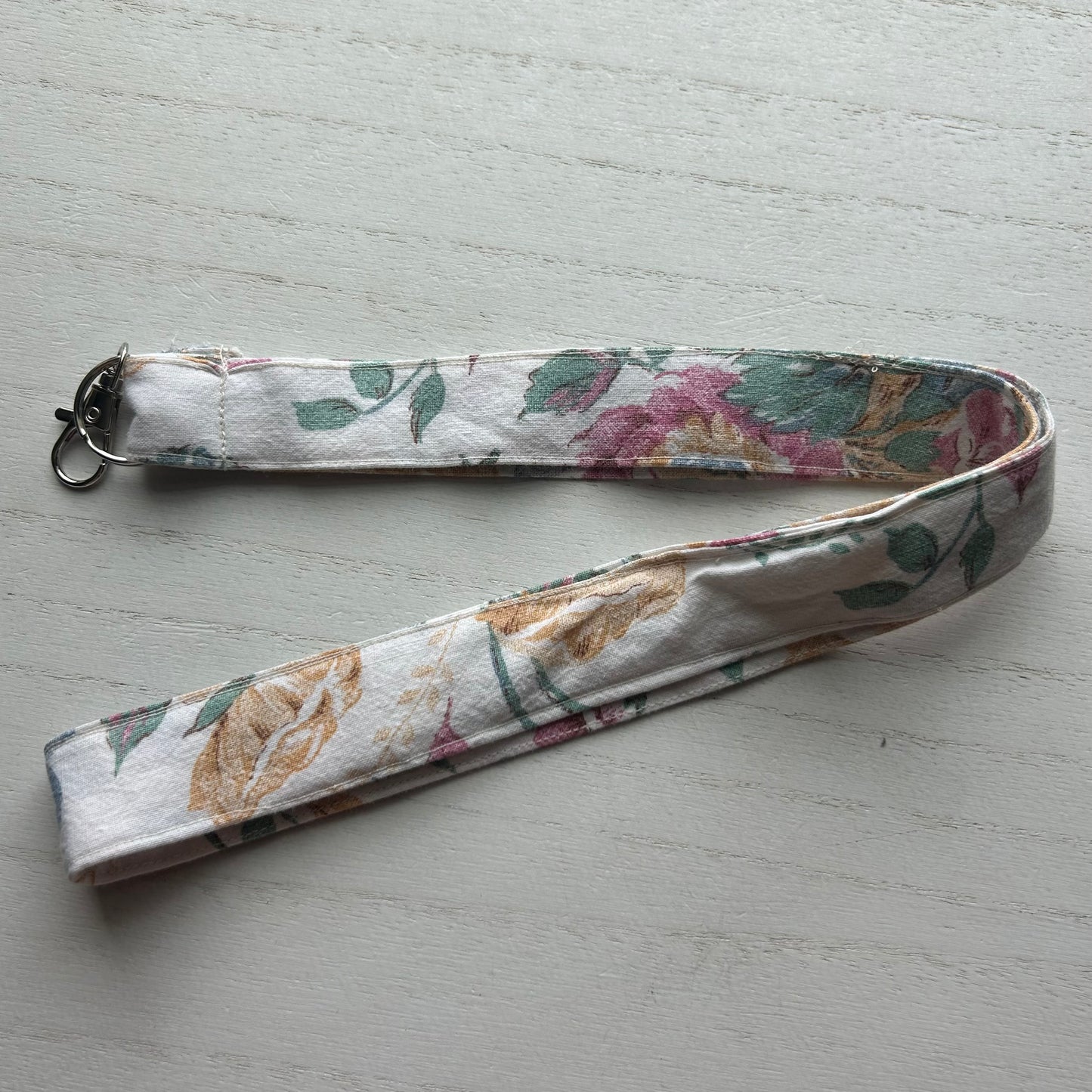 White Floral Lanyard